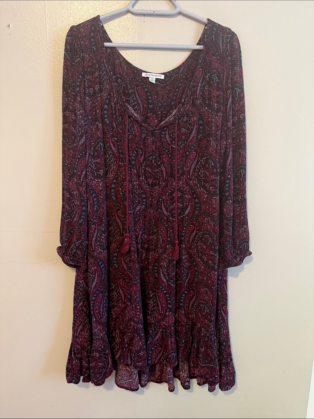 American Eagle Outfitters Burgundy Paisley Dress